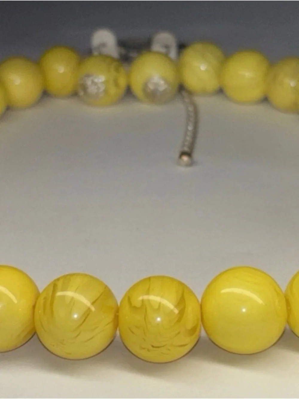 Vintage Large Round Acrylic Lemon Yellow Bead Necklace & Earring‎ Set 18”